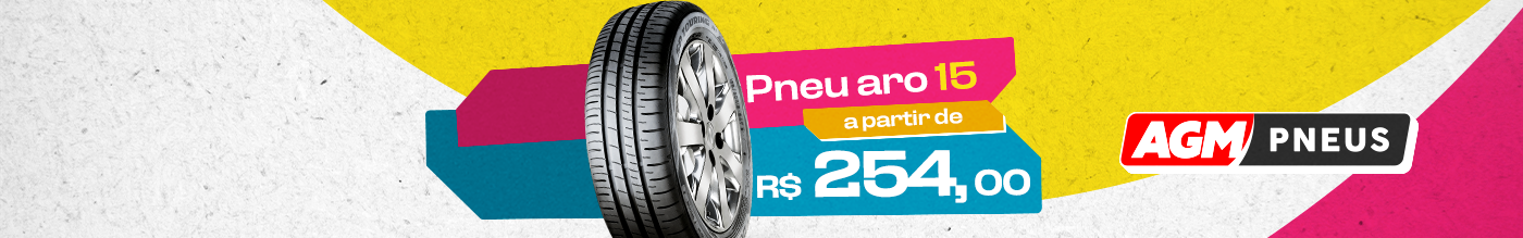 Banner falando sobre a promoção de pneu aro 15 a partir de 254,99 reais